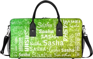 Personalized Travel Duffel Bag for Women Men, Custom Name Gym Duffel Bags Sports Overnight Weekender Bags Personalized Gifts, Light Green Glitter (No Glitter)