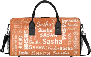 Personalized Travel Duffel Bag for Women Men, Custom Name Gym Duffel Bags Sports Overnight Weekender Bags Personalized Gifts, Orange (No Glitter)