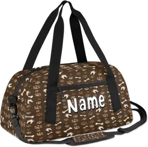Pet Paw Print Personalized Kids Duffle Custom Duffel Bag for Little Girls Boys Overnight Bag Mini Gym Duffle Bag 18.5 Inch Footprints Weekender Bag for Kids Travel Sport Duffle Bag