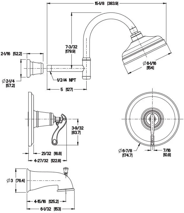 Pfister LG89-8YPY Ashfield Tub & Shower Trim Kit 1.8 gpm Tuscan Bronze