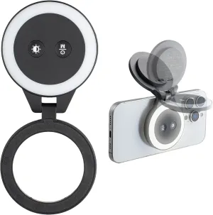 PGYTECH MagGlow Phone Fill Light, MagSafe Selfie Light, Portable LED Magnetic Ring Light with Cool/Soft/Warm Light for Selfies/Photography/Video, Classic Black