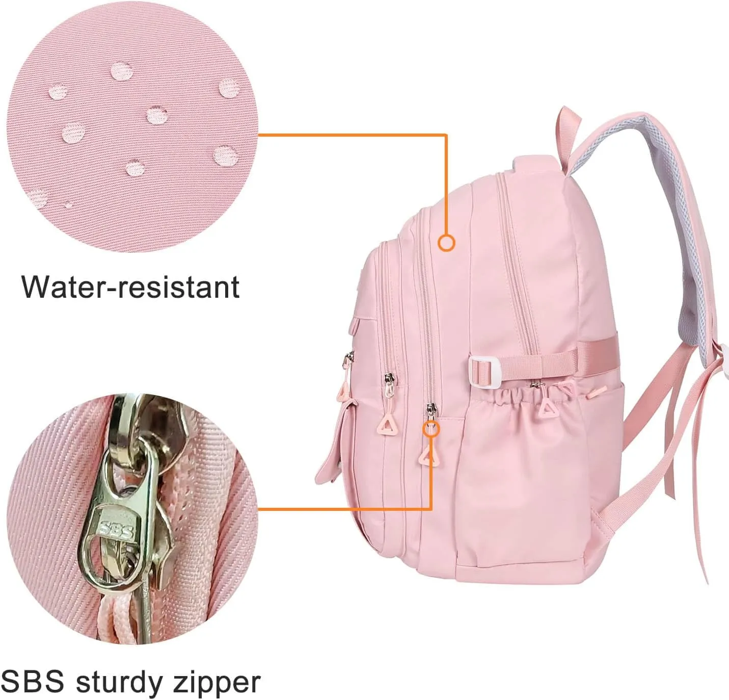 Phaoullzon Teen Girls School Backpack with Lunch Box for Boys, College Aesthetic Laptop Bookbag for Women,Pink