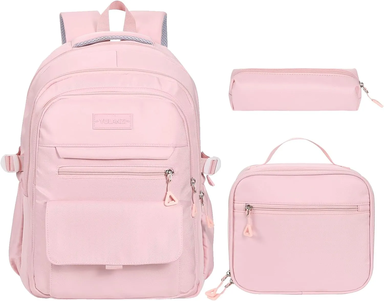 Phaoullzon Teen Girls School Backpack with Lunch Box for Boys, College Aesthetic Laptop Bookbag for Women,Pink