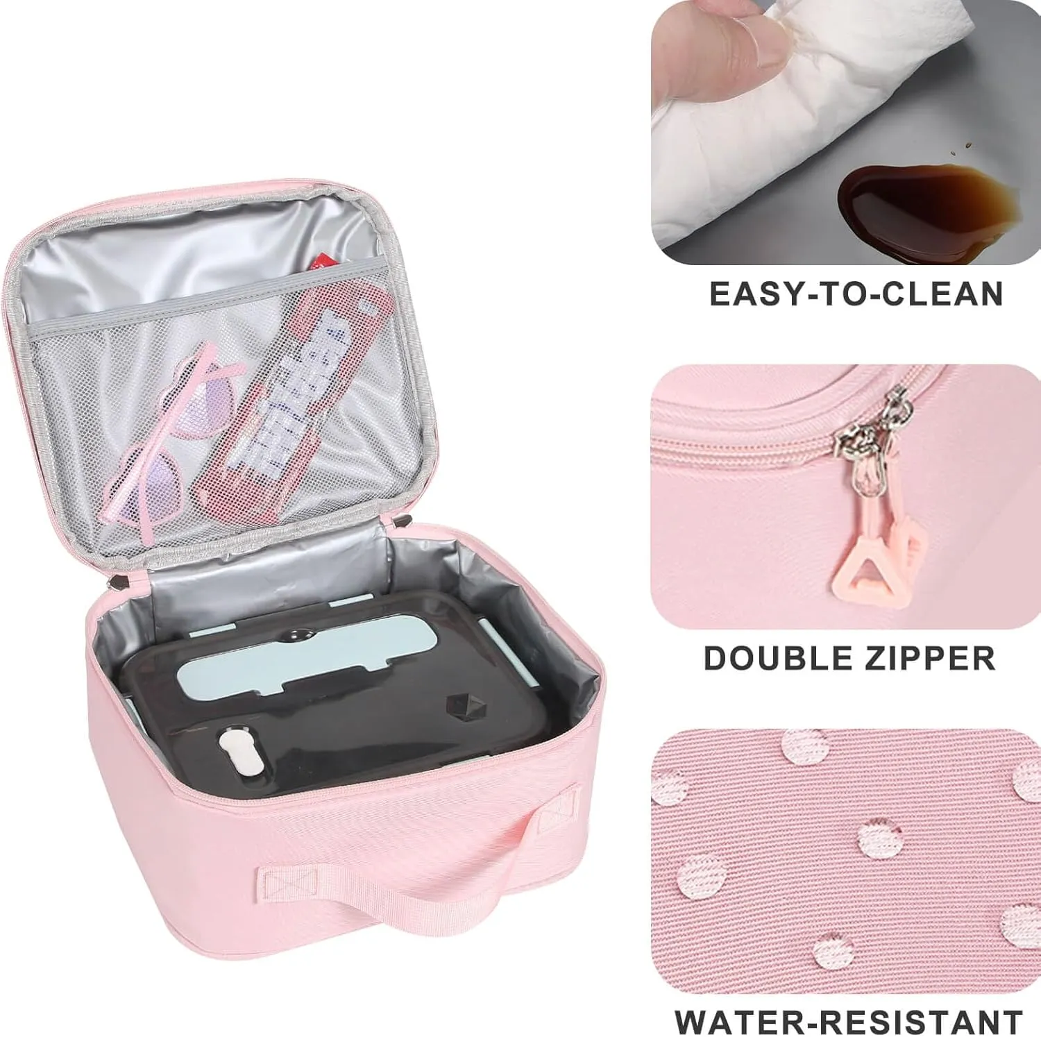 Phaoullzon Teen Girls School Backpack with Lunch Box for Boys, College Aesthetic Laptop Bookbag for Women,Pink