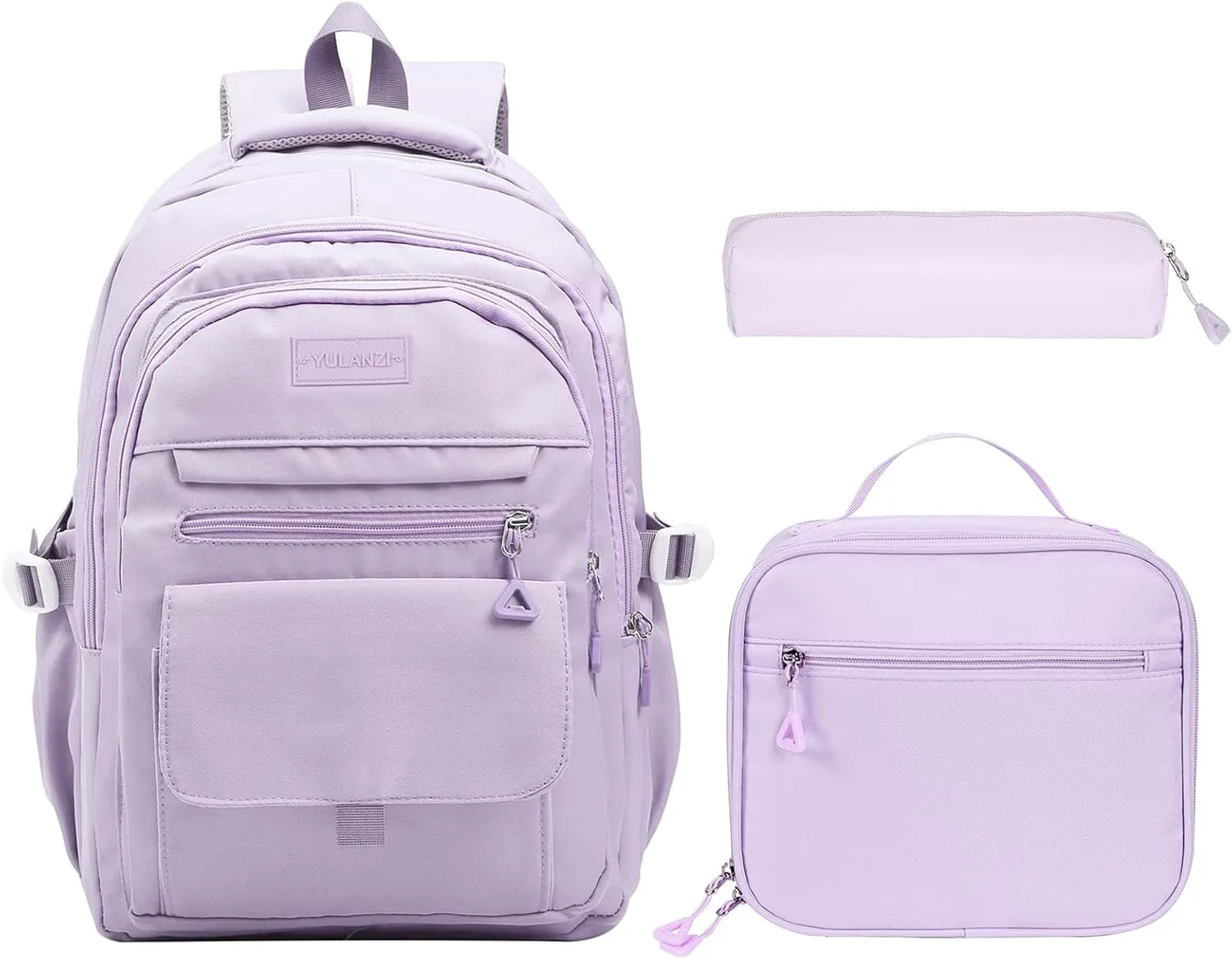Phaoullzon Teen Girls School Backpack with Lunch Box for Boys, College Aesthetic Laptop Bookbag for Women,Purple