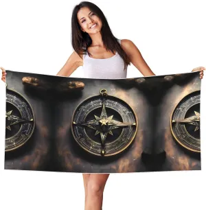 PHAYAH Magical Design Norse Runes Compass Beach Towel 55"X 27.5" Sandproof Lightweight Compact Pool Towels for Travel Swimming Yoga