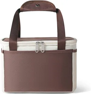 Picnic Backpack Car Refrigerator Bag Cooler Ice Box Lunch Packed Backpack Picnic Portable Food Handbags Beach Fishing Work Camping Travel, Brown