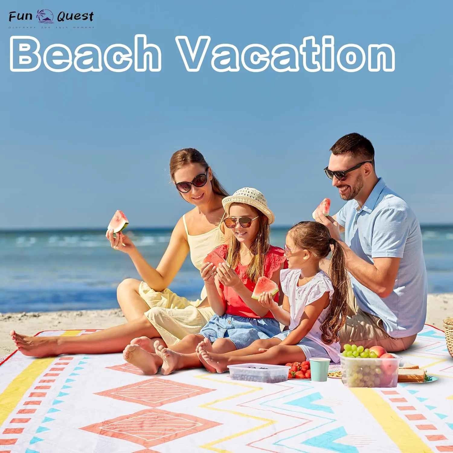 Picnic Blanket – Extra Soft 6-Layer Beach Mat for Family Gatherings, BBQs & Friend Parties| Waterproof, Sandproof, Foldable, Machine Washable | Large Cozy Picnic & Beach Blanket