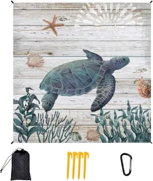 Picnic Blanket, Mini Pocket Beach Mat, Beach Blanket Waterproof Sandproof, Lightweight & Durable Picnic Blankets Waterproof Foldable with Pocket for Travel, Camping, Hiking, Music Festival(A)