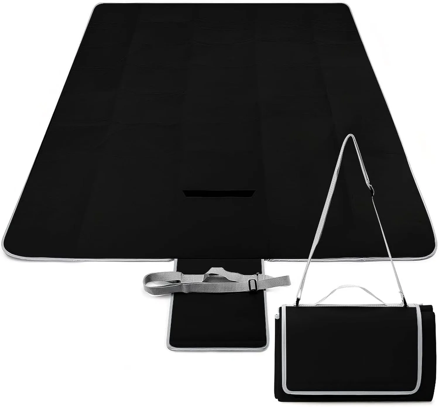 Picture Picnic Blanket Customized, Personalized Text Beach Blanket Waterproof Sandproof, Foldable Lightweight Customzable Picnic Blankets for Travel, Camping, Hiking Black 58.3 x 58.3 inch