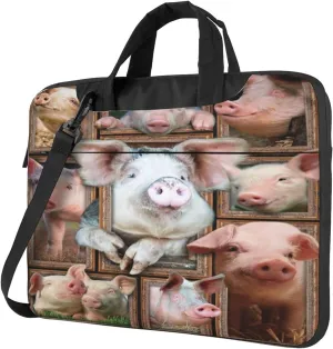 Pig Cute Pigs Shoulder bag Carrying Case bag Sleek Design Durable and Water-Repellent Fabric Business or School