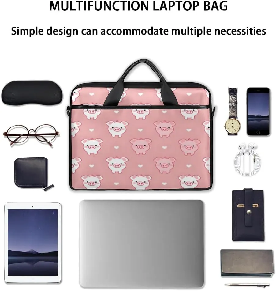 Piggy Pink 15 Inch Laptop Bag Laptop Shoulder Bag Computer Cases for Laptops or Tablets