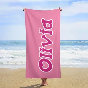 Pink and White Beach Towel for His and Hers Girl Gift Personalized Pink Striped Swim Towel Designer Sand Free Swim Towels for Bride Beach Trip Gifts