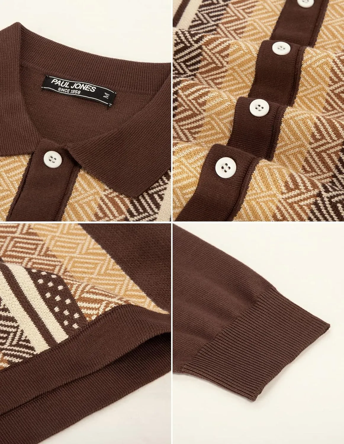 PJ PAUL JONES Men‘s Button Down Polo Shirts Striped Knitted Cardigan Sweaters