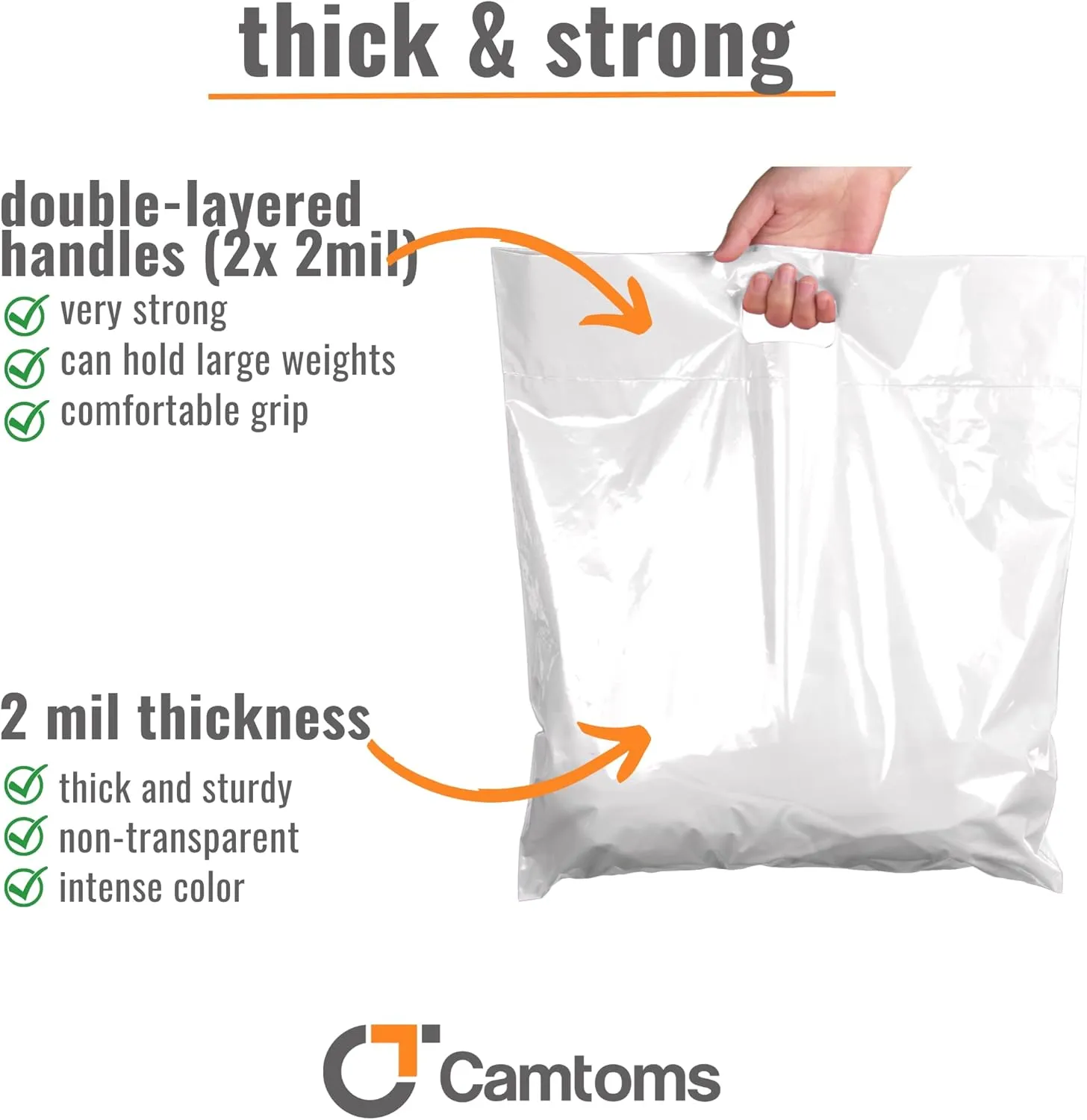 Plastic Shopping Bags for Small Business | 16x18 Extra Large Merchandise Bags | Boutique Bags | Big Retail Bags with Handles | Bolsas de Plastico para Negocio