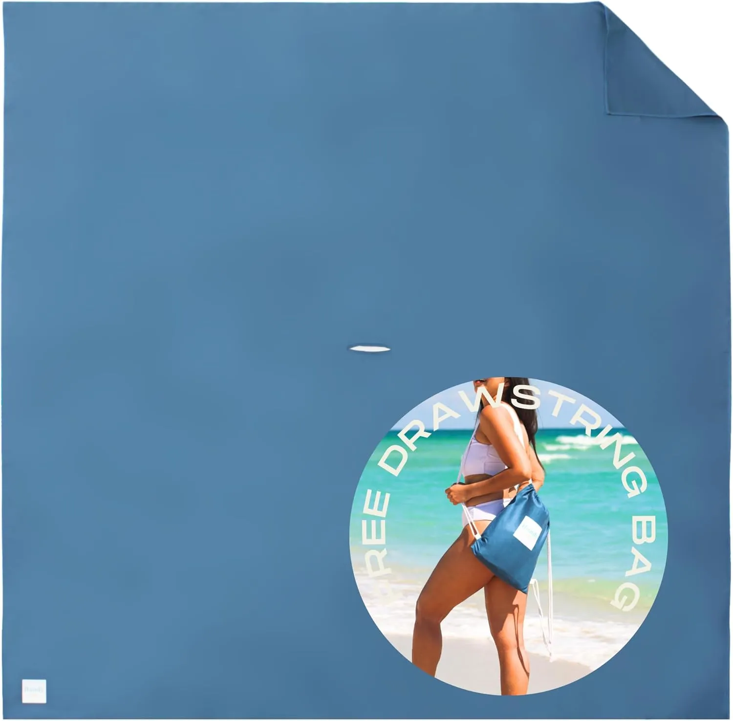 Plush Microfiber Beach Blanket, Extra Large Beach Mat for 3-6 Persons, Sandproof, Windproof | Hole for Umbrella, Corner Sand Pockets to Fight Wind (Bag for Blanket Included)