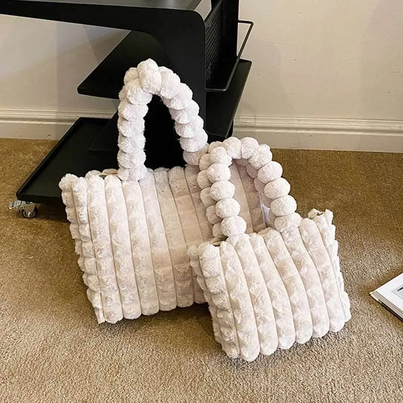 Plush Winter Fashion Tote Bag for Women - High Capacity Luxury Handbag