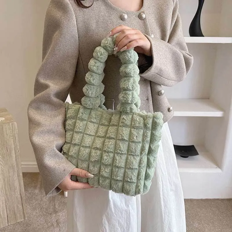 Plush Winter Fashion Tote Bag for Women - High Capacity Luxury Handbag