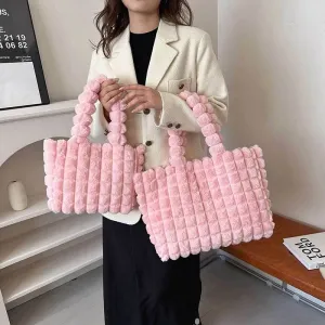 Plush Winter Fashion Tote Bag for Women - High Capacity Luxury Handbag
