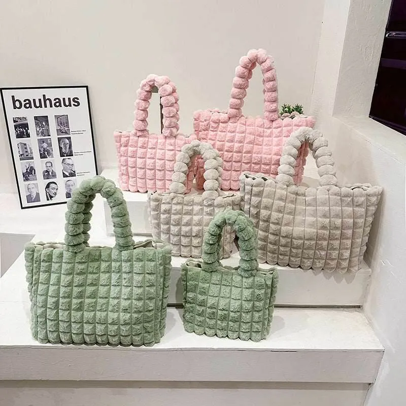 Plush Winter Fashion Tote Bag for Women - High Capacity Luxury Handbag
