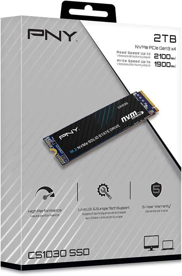PNY M280CS1030-2TB-RB M.2 NVMe PCIe Gen3 x4 Internal Solid State Drive (SSD)