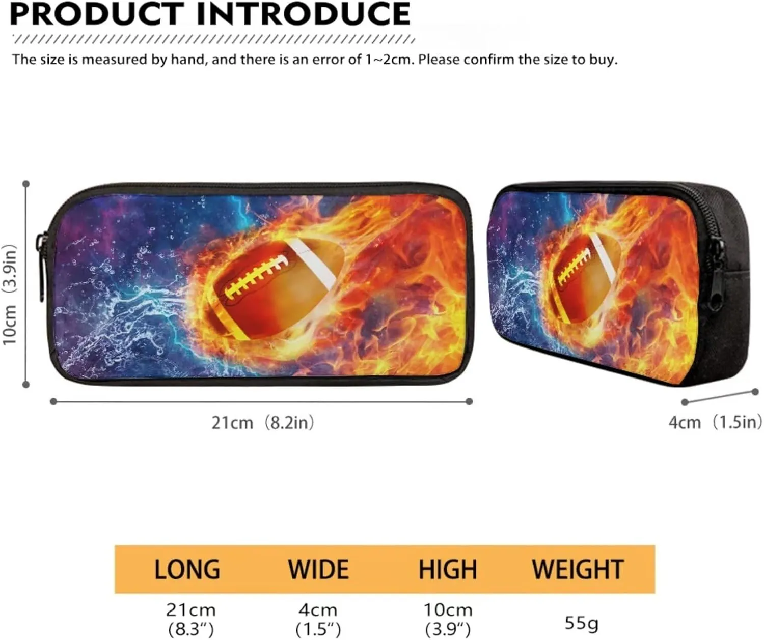 Poceacles American Football Backpack Set for Boys Teens 3 in 1 School Bags with Lunch Box Pencil Case Fire Girls Bookbag Ages 8-10 Elementary Middle School Student Casual Daypack