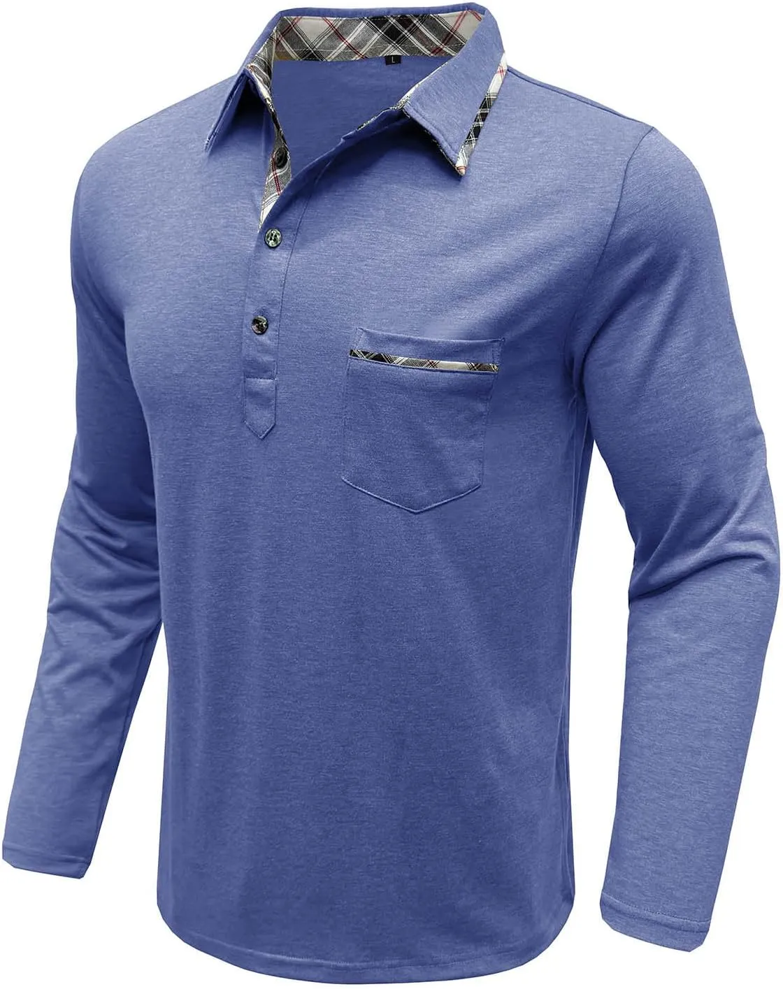 Polo Shirts for Men Loose Fit Solid Lightweight Button T-Shirts Casual Stylish Long Sleeve Henley Pullover Tee Tops