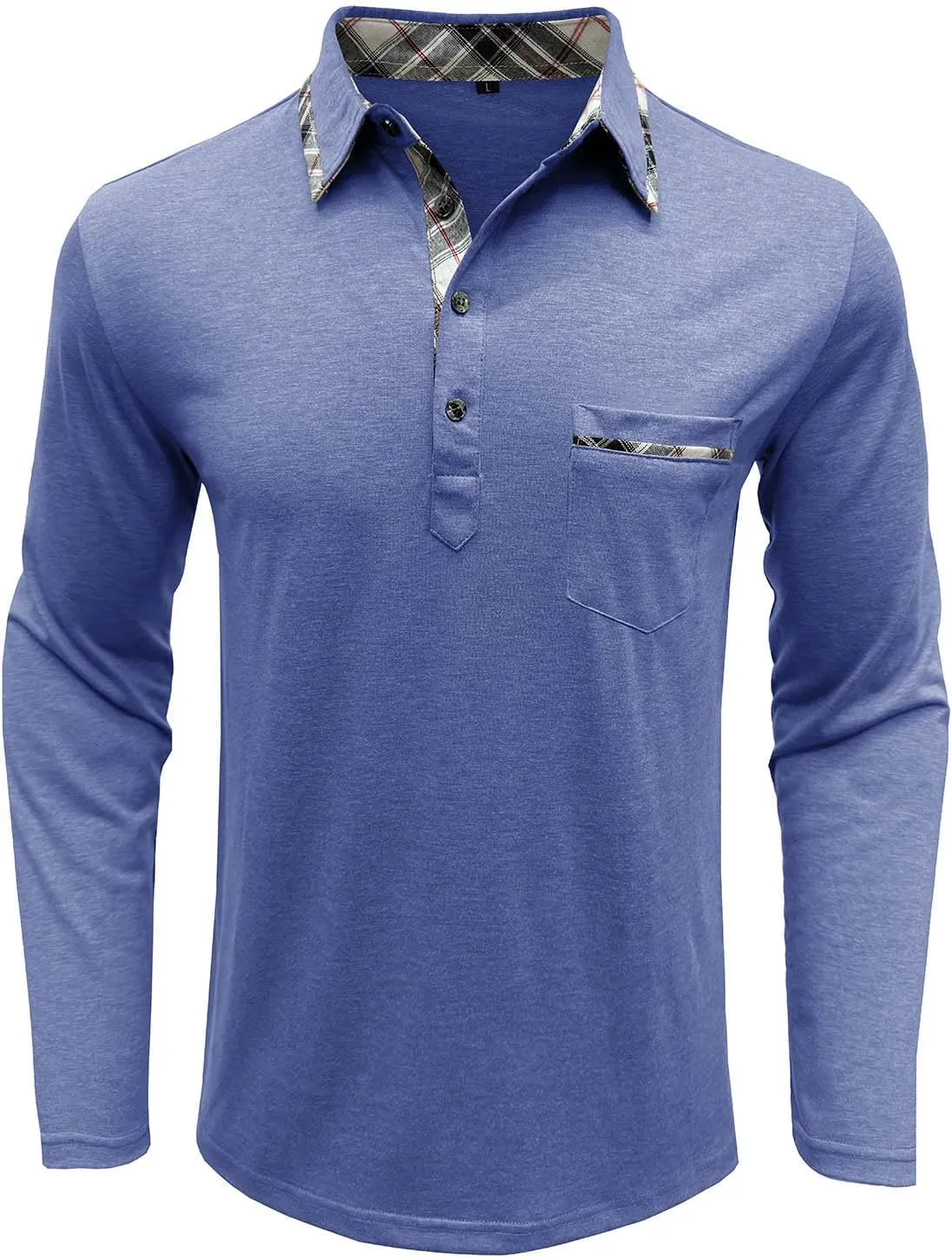Polo Shirts for Men Loose Fit Solid Lightweight Button T-Shirts Casual Stylish Long Sleeve Henley Pullover Tee Tops