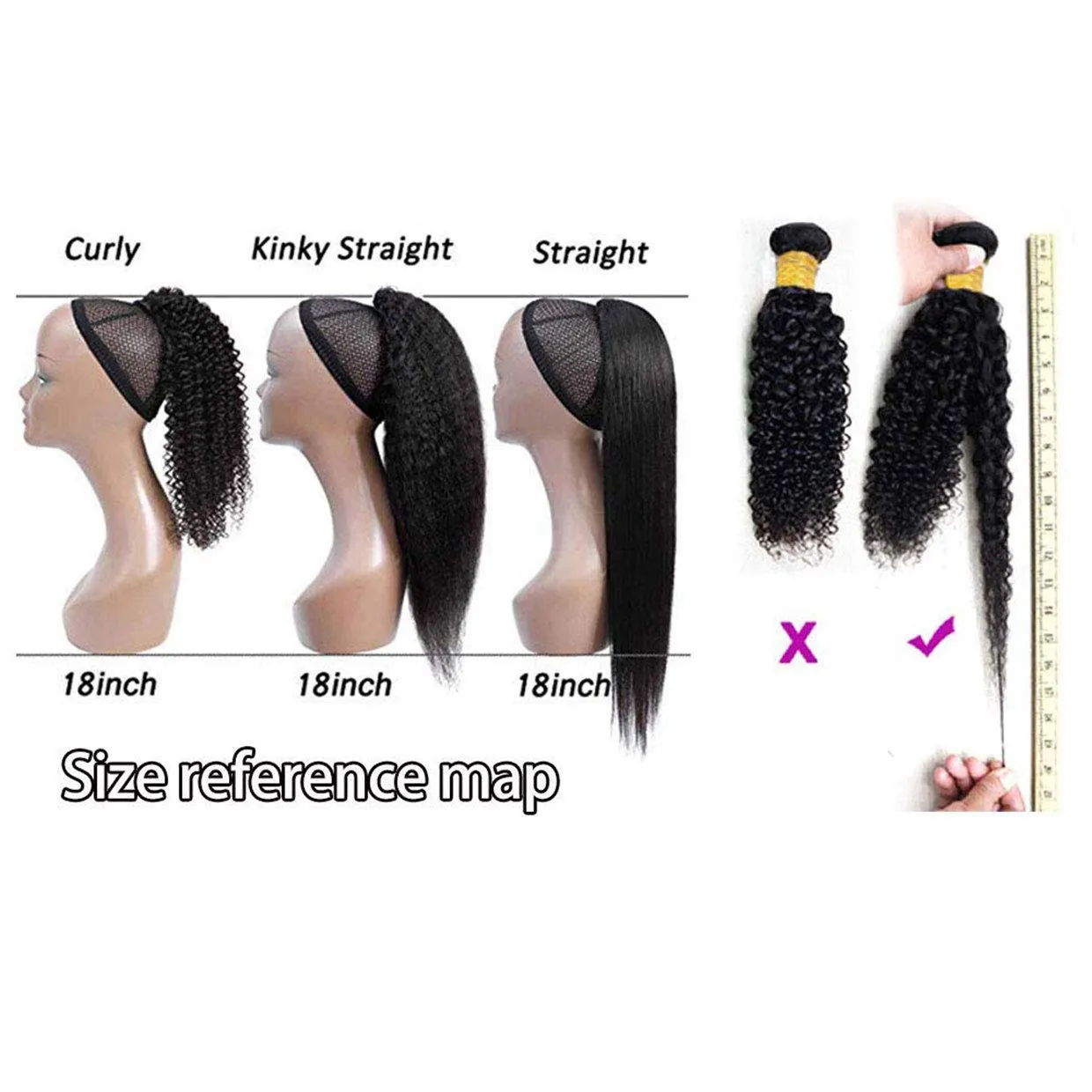 Ponytail Extension for Black Women Magic Paste Ponytail Kinky Straight Human Hair Afro Yaki1B Natural Black Color Brazilian Virgin Human Hair Ponytail Remy Hair Extensions(16 Inches, 115g)
