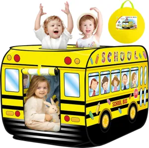 Pop up Play Tent for Kids Aged 1-3 Years Old Boys and Girls : School Bus Tent Playhouse Toy Play Tents for Toddlers 3-5 Kids Tent Indoor Outdoor Playhouse Toys for 1   Year Old, School Bus