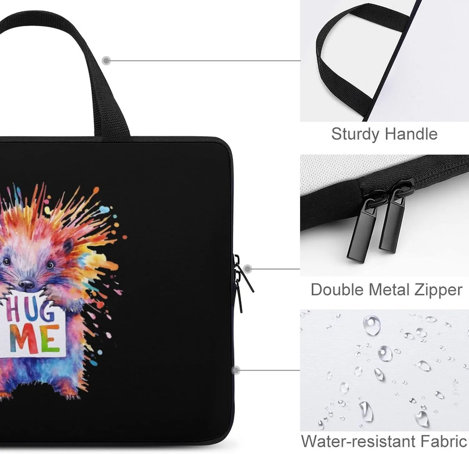 Porcupine Pigs Hug Me Laptop Sleeve Bag Computer Carrying Case Laptops Protective Cover for Travel Business