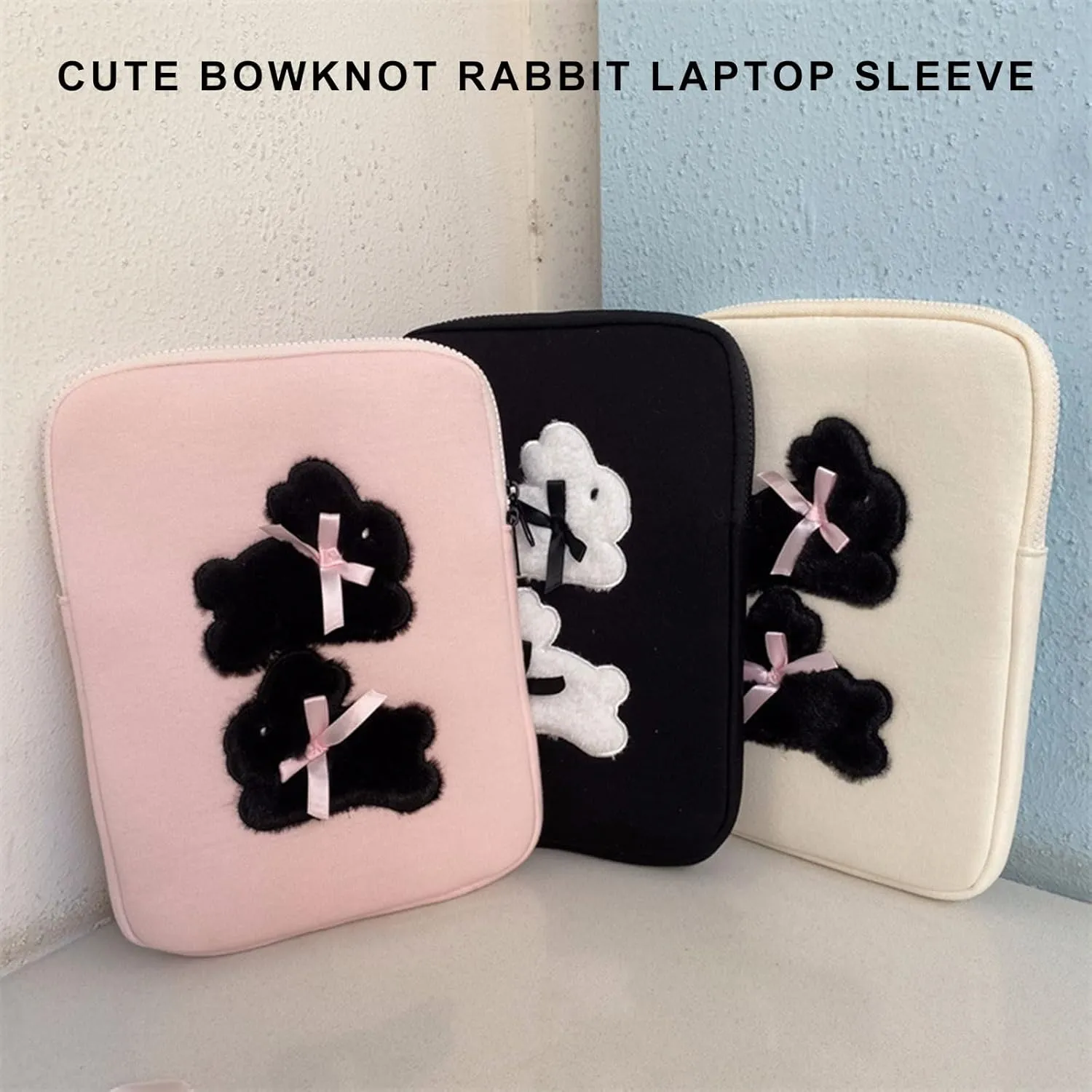 Portable Computer Sleeve With Bowtie Rabbits Fashionable Laptop Sleeve Multipurpose Laptops And Tablets Storage Case