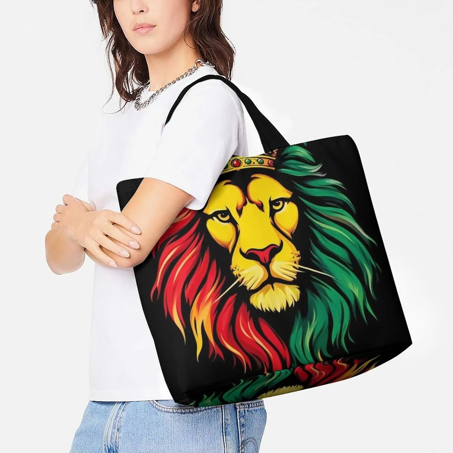 Portable Grocery Shoulder Bag for Women Casual Reusable Shopping Bag Large Tote Bags