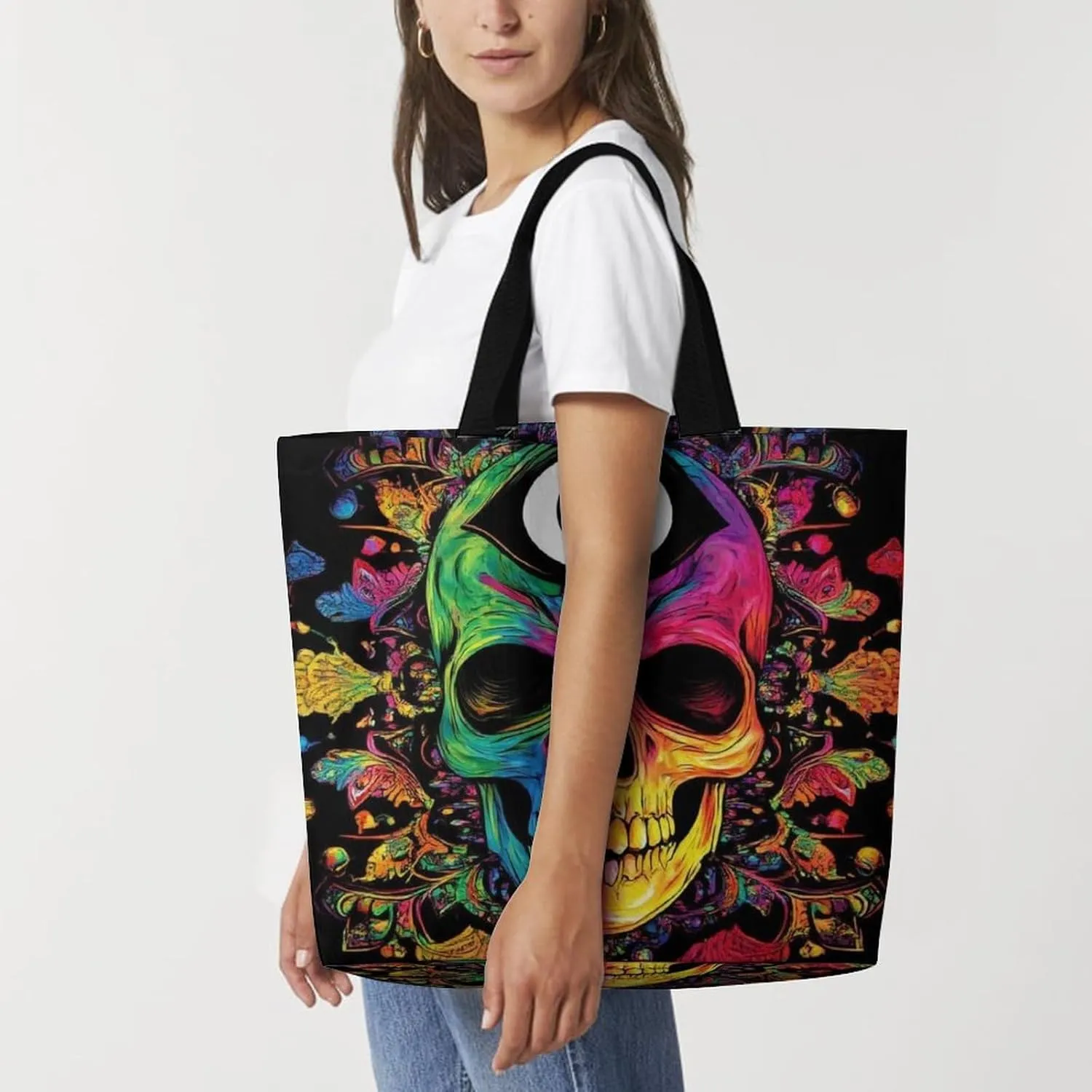Portable Grocery Shoulder Bag for Women Casual Reusable Shopping Bag Large Tote Bags