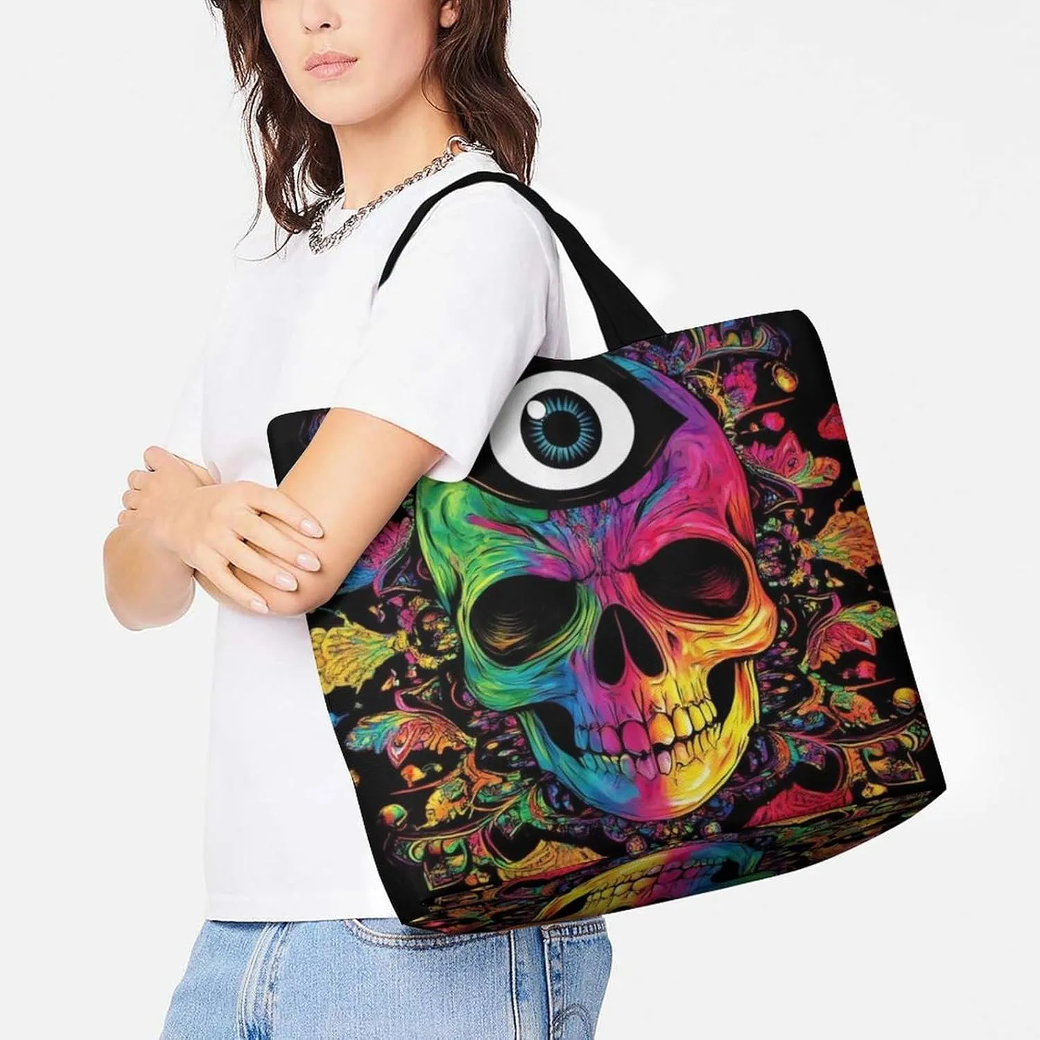 Portable Grocery Shoulder Bag for Women Casual Reusable Shopping Bag Large Tote Bags