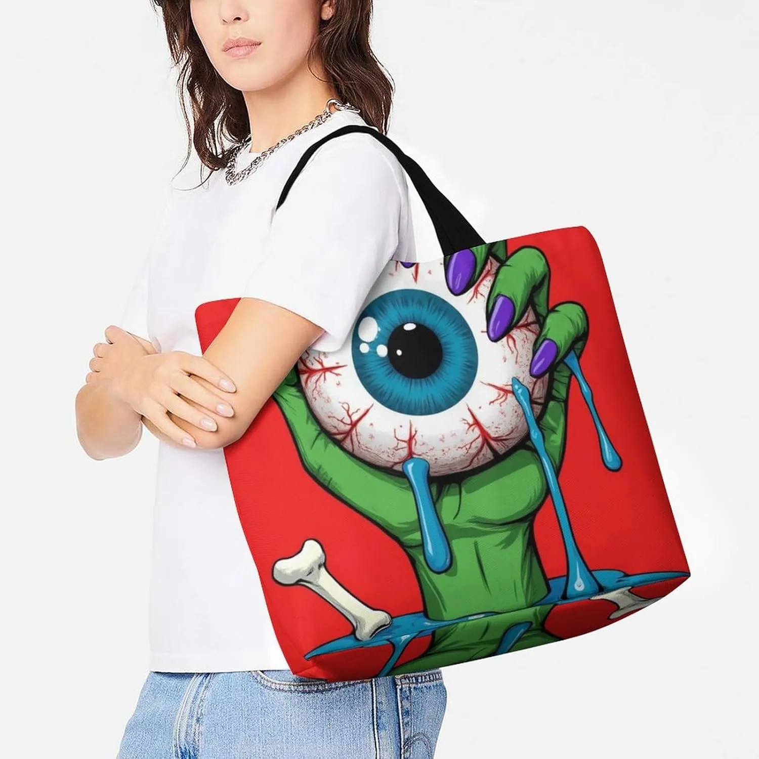 Portable Grocery Shoulder Bag for Women Casual Reusable Shopping Bag Large Tote Bags