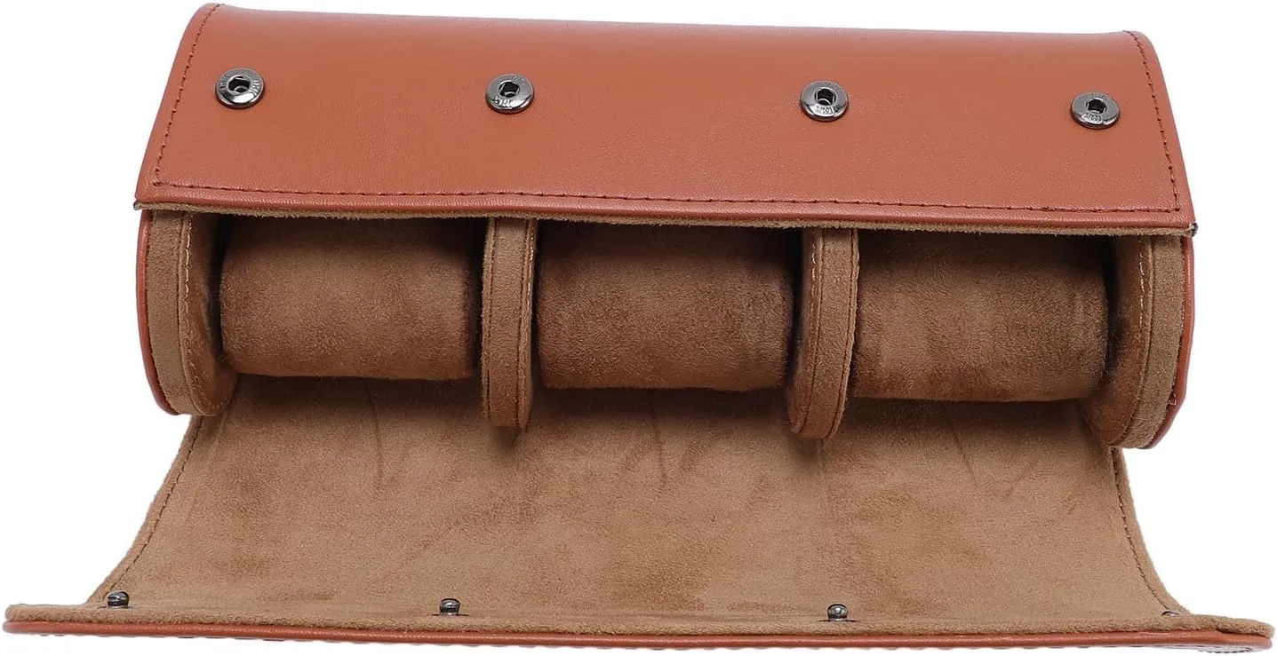 Portable Watch Organizer, Watch Travel Case, PU Leather Watch Holder, Watch Roll Travel Case, Mechanical Watch Organizer Box for Home Storage Travel Display (Triple Grid)