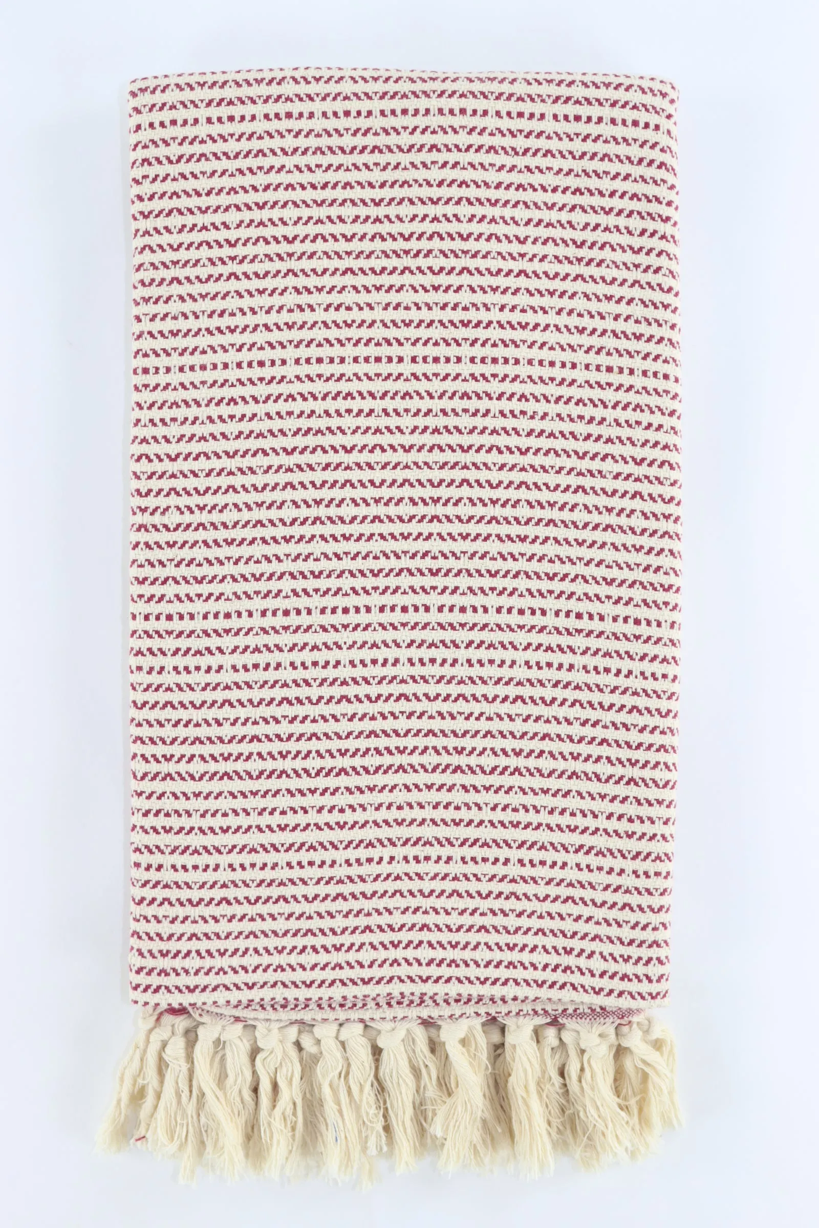 Premium Turkish Striped Diamond Towel Peshtemal Fouta (Burgundy)