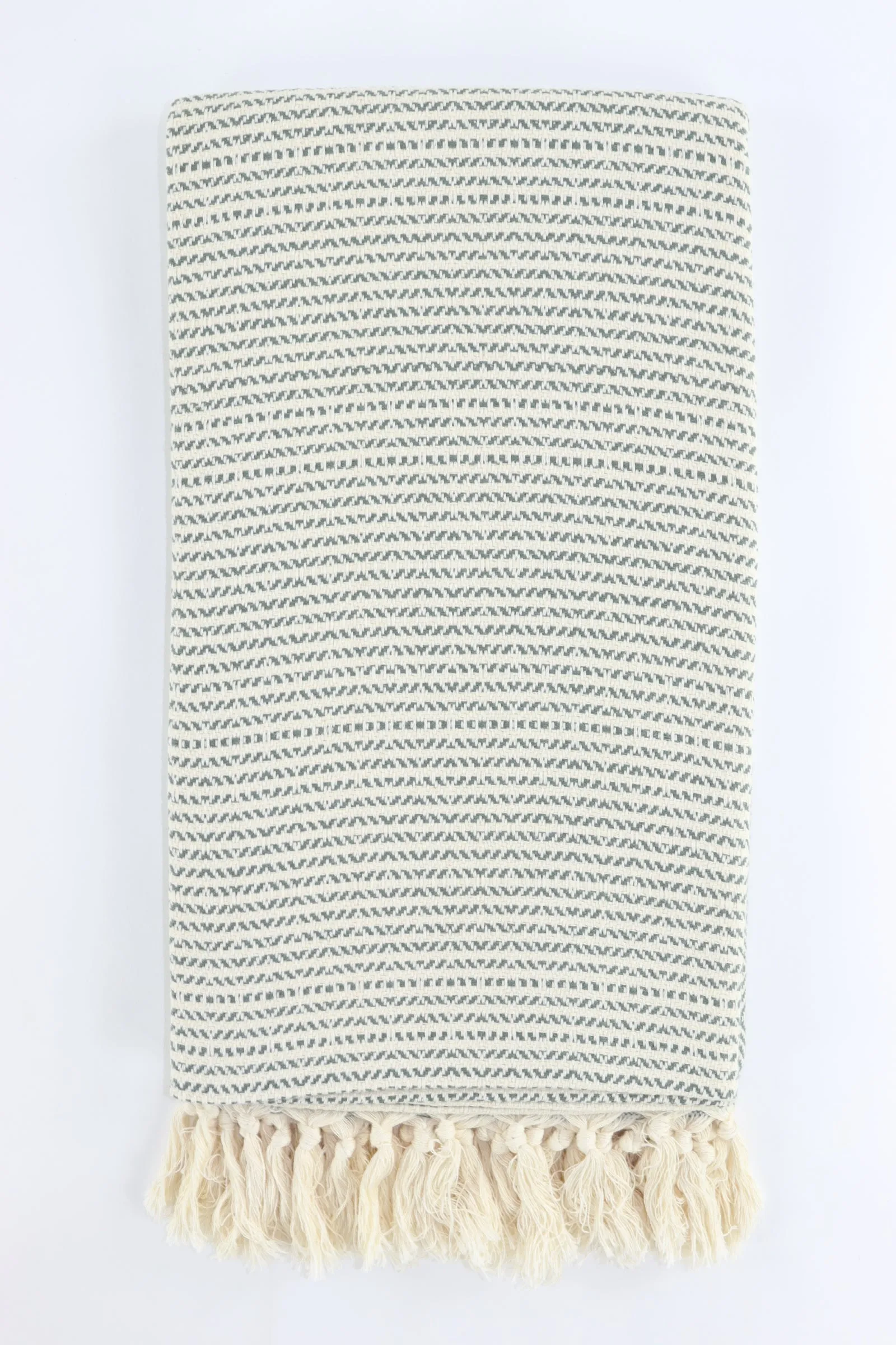 Premium Turkish Striped Diamond Towel Peshtemal Fouta (Dark Khaki Green)