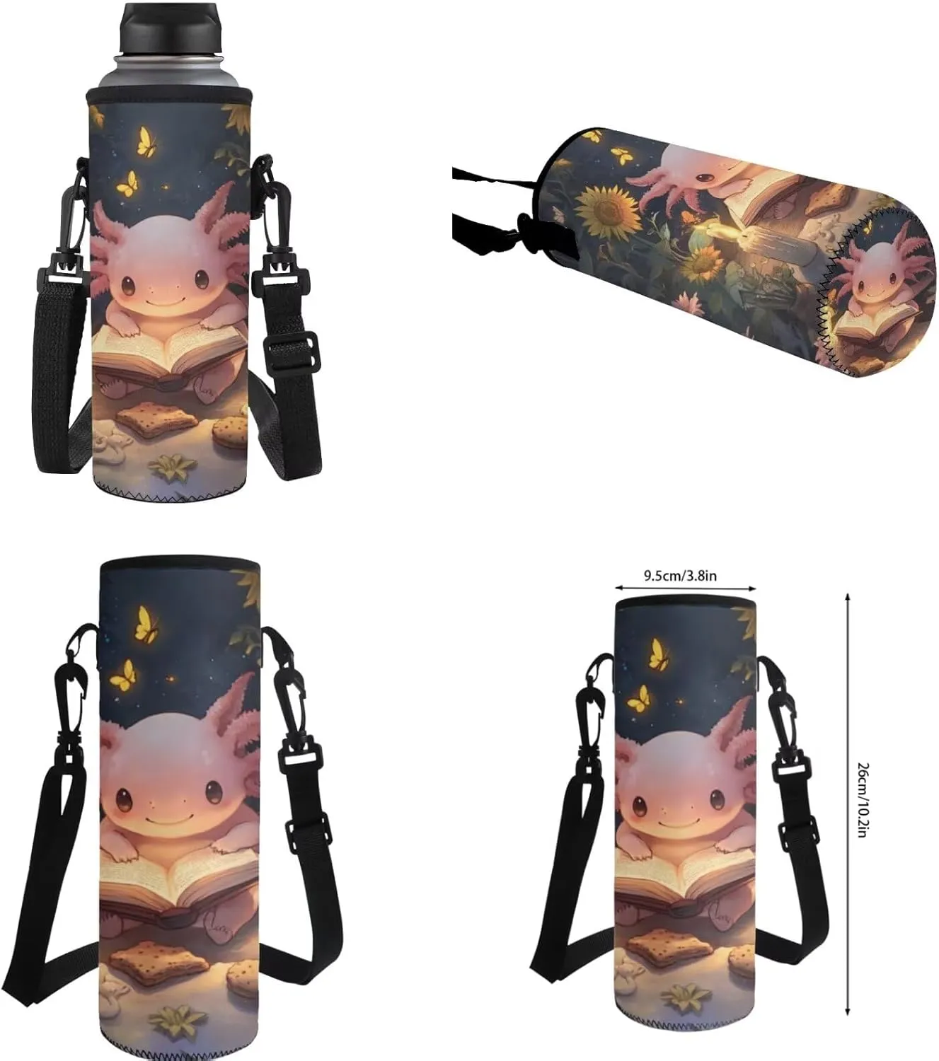 Preschool Backpack for Girls Axolotl Backpack for School with Lunchbox Large Capacity 4 in 1 Set Kids Back Pack Travel Knapsack Daypack