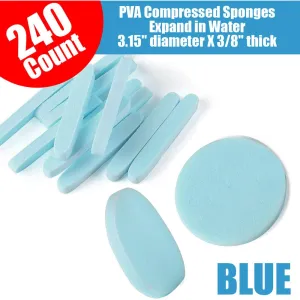 Professional Compressed PVA Facial Sponges - BLUE / 240 Count