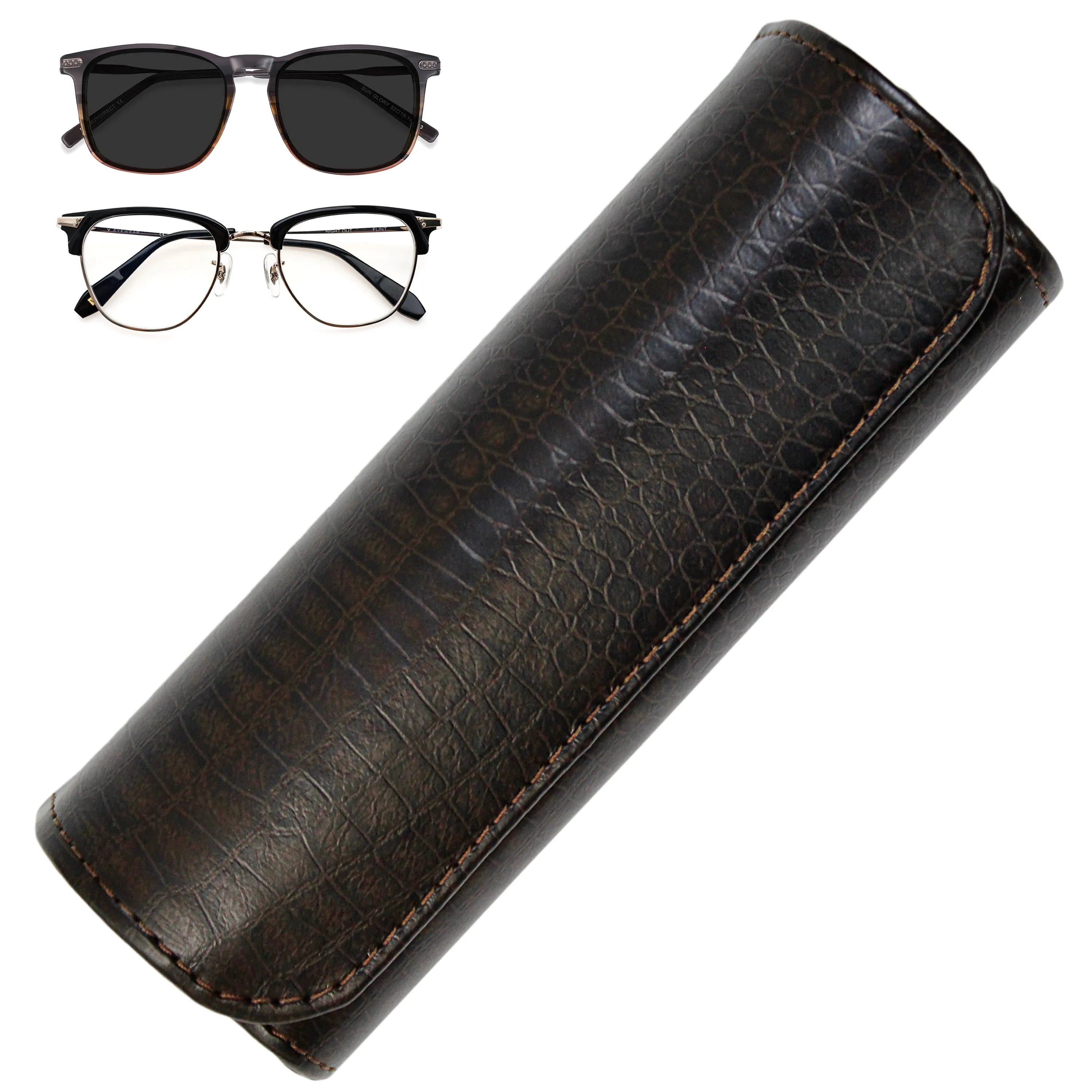 PU Leather Reading Glasses Case with Reptile Embossing - Stylish and Durable Eyewear Holder