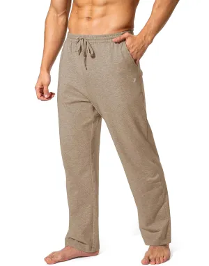 Pudolla Men's Cotton Yoga Sweatpants Athletic Lounge Pants Open Bottom Casual Jersey Pants for Men with Pockets