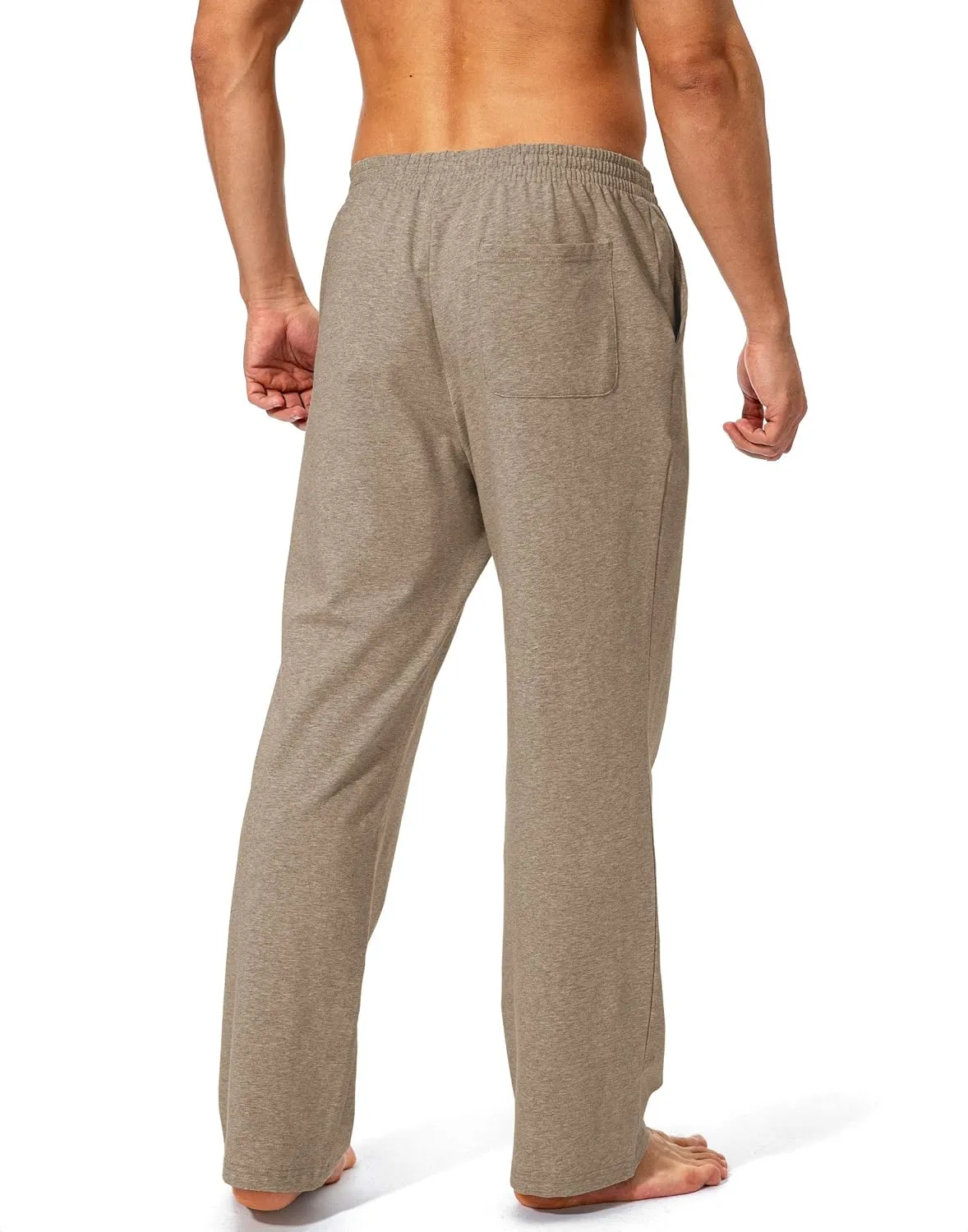 Pudolla Men's Cotton Yoga Sweatpants Athletic Lounge Pants Open Bottom Casual Jersey Pants for Men with Pockets