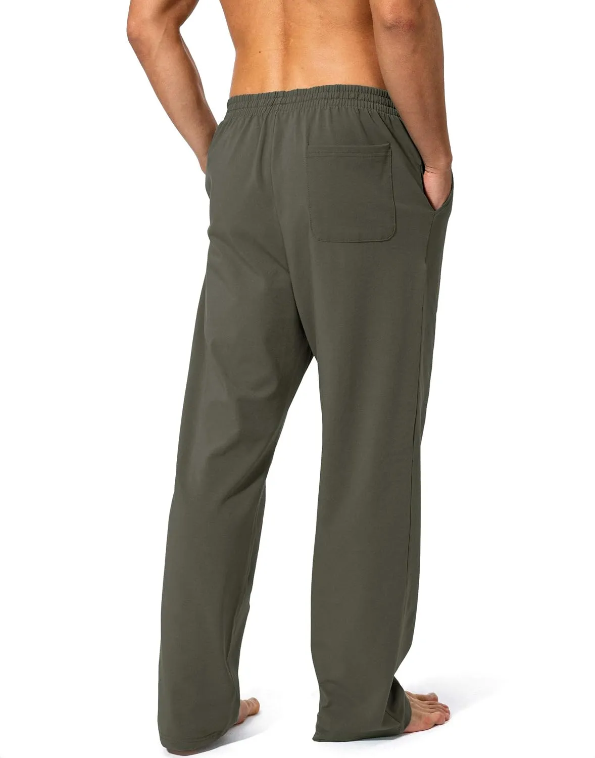 Pudolla Men's Cotton Yoga Sweatpants Athletic Lounge Pants Open Bottom Casual Jersey Pants for Men with Pockets