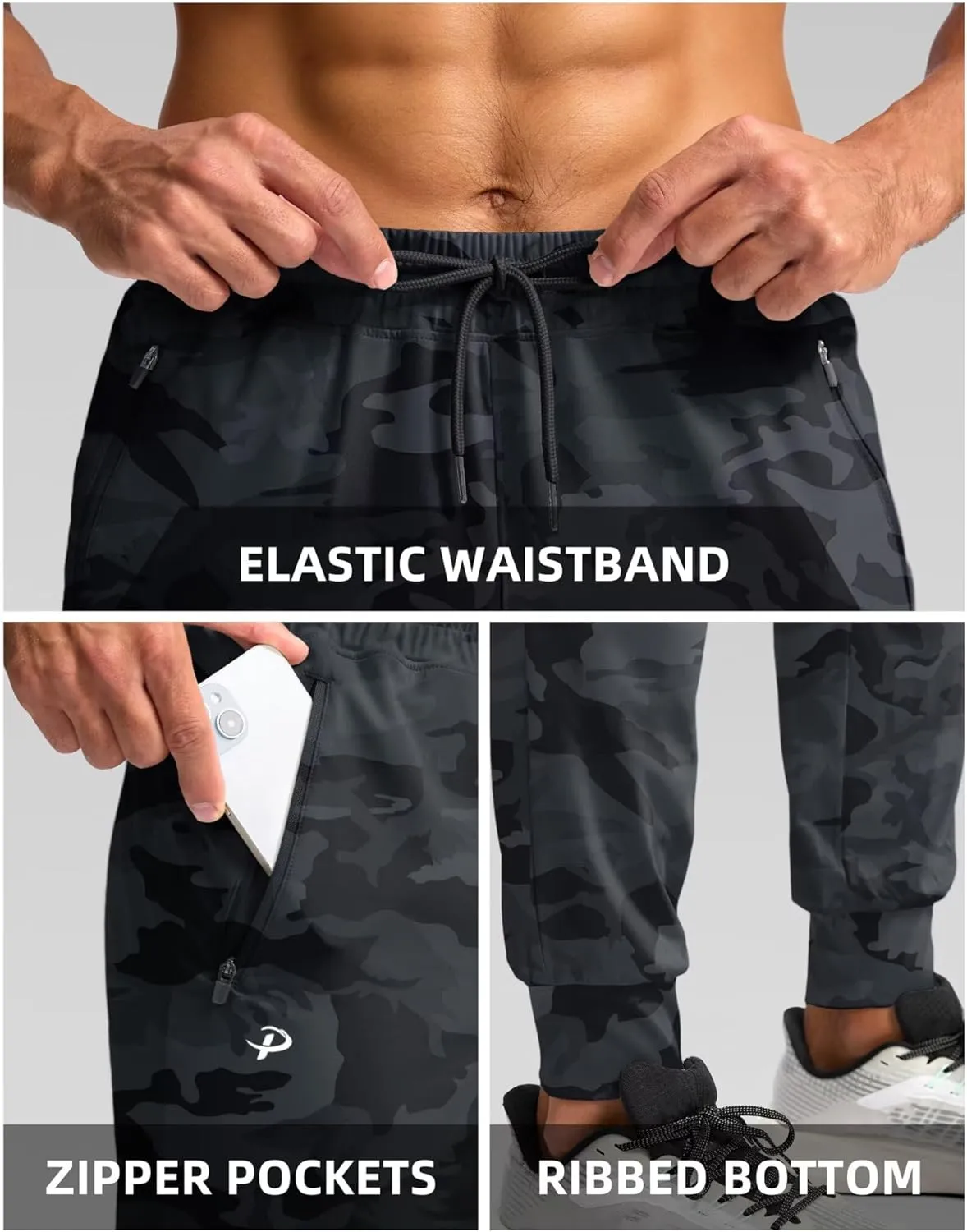 Pudolla Men's Lightweight Sweatpants with Pockets Ultra 4-Way Stretch Joggers Gym Workout Runing Athletic Track Pants