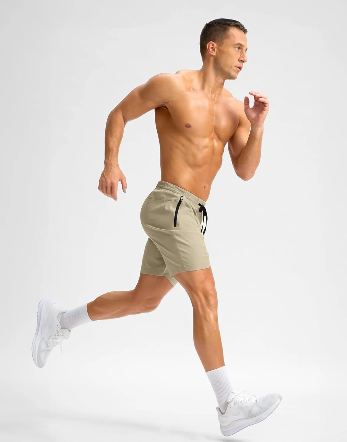 Pudolla Men's Running Gym Shorts with Zipper Pockets 7" Lightweight Quick Dry Running Workout Athletic Shorts for Men
