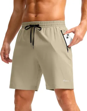 Pudolla Men's Running Gym Shorts with Zipper Pockets 7" Lightweight Quick Dry Running Workout Athletic Shorts for Men