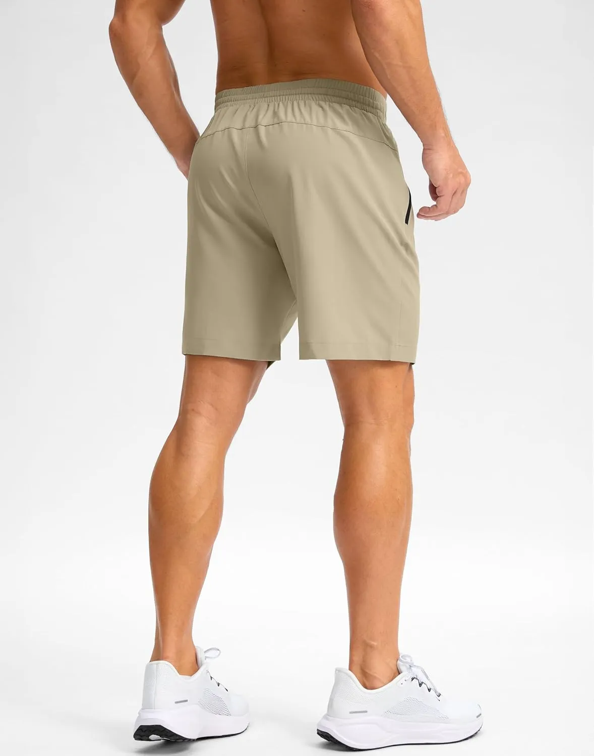 Pudolla Men's Running Gym Shorts with Zipper Pockets 7" Lightweight Quick Dry Running Workout Athletic Shorts for Men