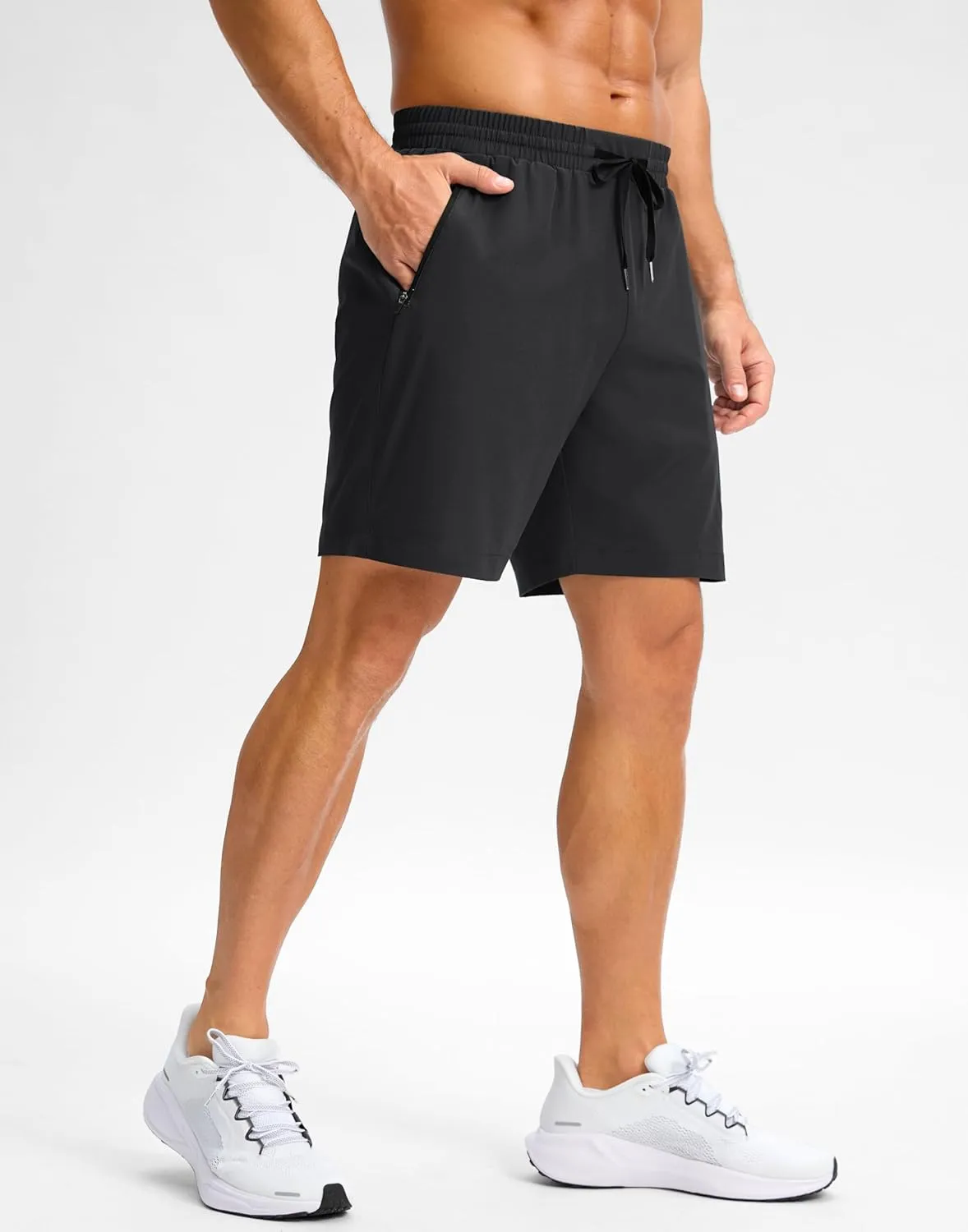 Pudolla Men's Running Gym Shorts with Zipper Pockets 7" Lightweight Quick Dry Running Workout Athletic Shorts for Men